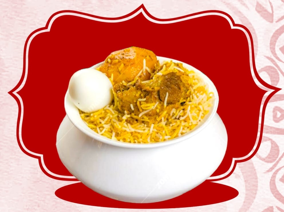 Gosht biryani bahisthi served at Karim's, Nibra, Howrah